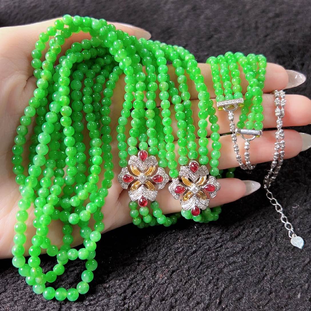 翡翠颈饰18K金镶嵌签收后24小时鉴赏期，过时不退