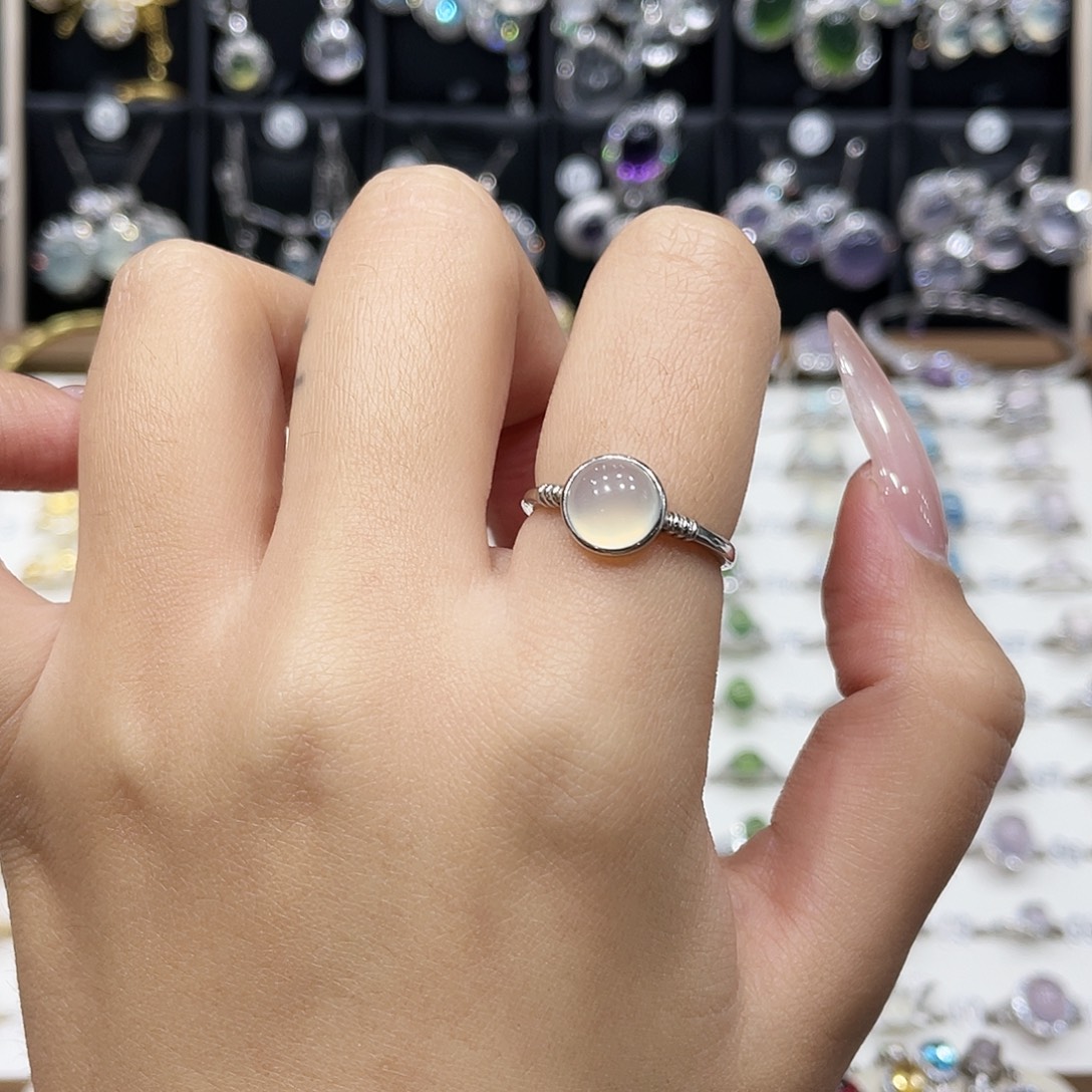 岫玉银S925镶嵌戒指