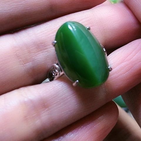 和田玉戒指银S925镶嵌