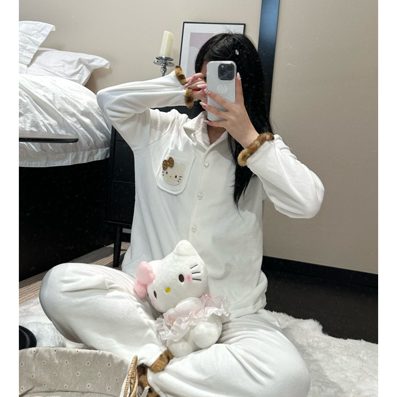 莫里伊【奶豹Kt】小众时尚设计可外穿海岛绒保暖睡衣家居服