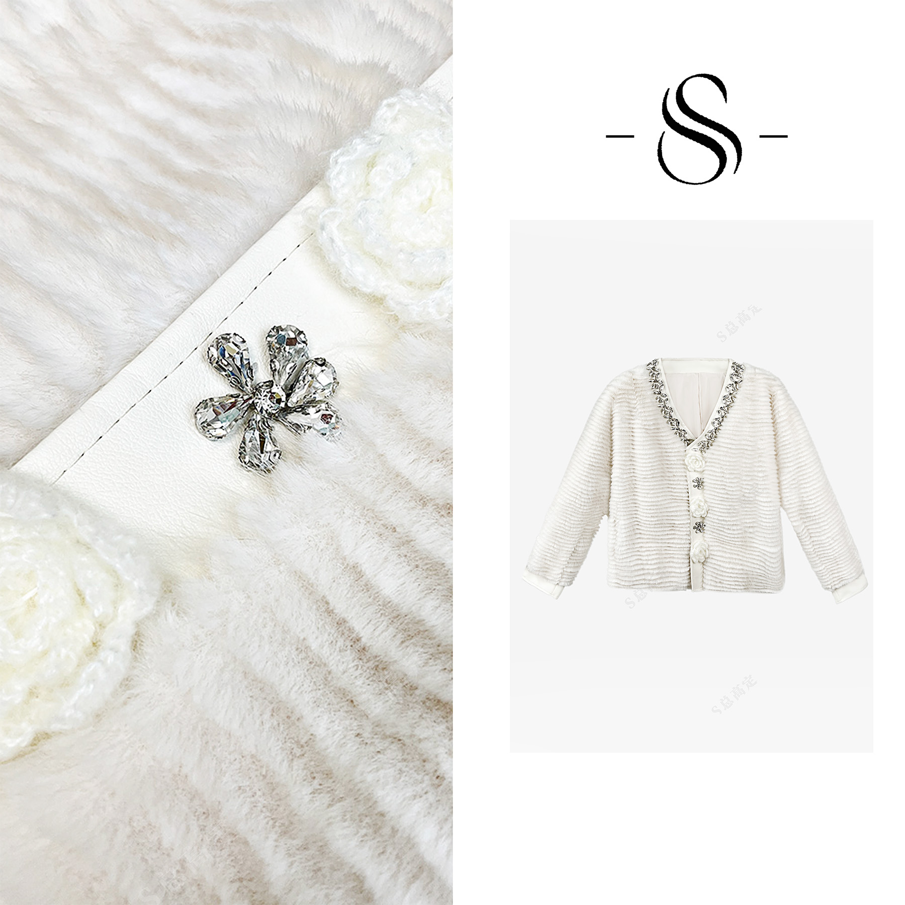 NIMOSHI【倩倩】冬季款时尚重工百搭法式拼接设计气质短外套D0399