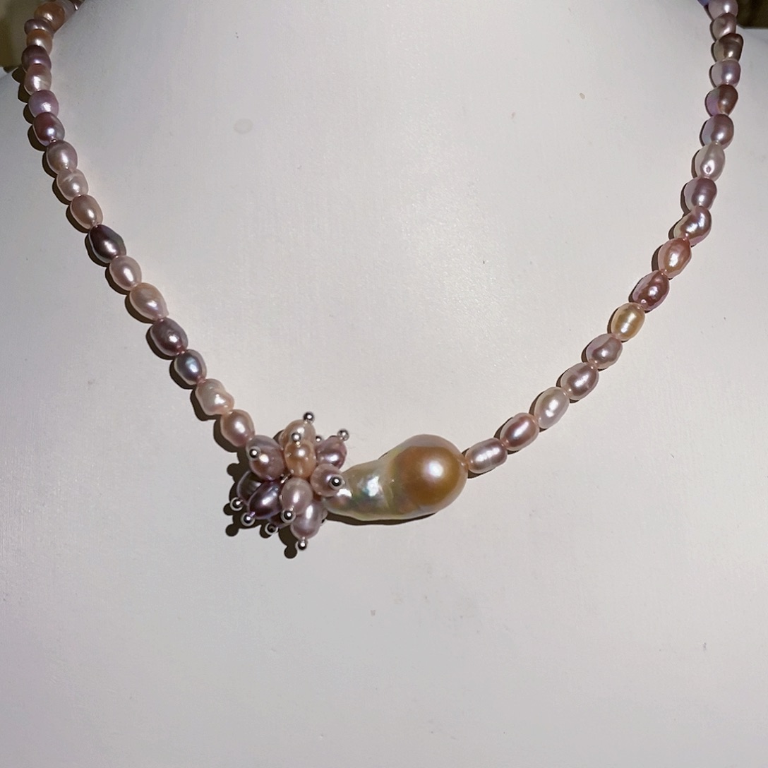 淡水珍珠颈饰银S925镶嵌