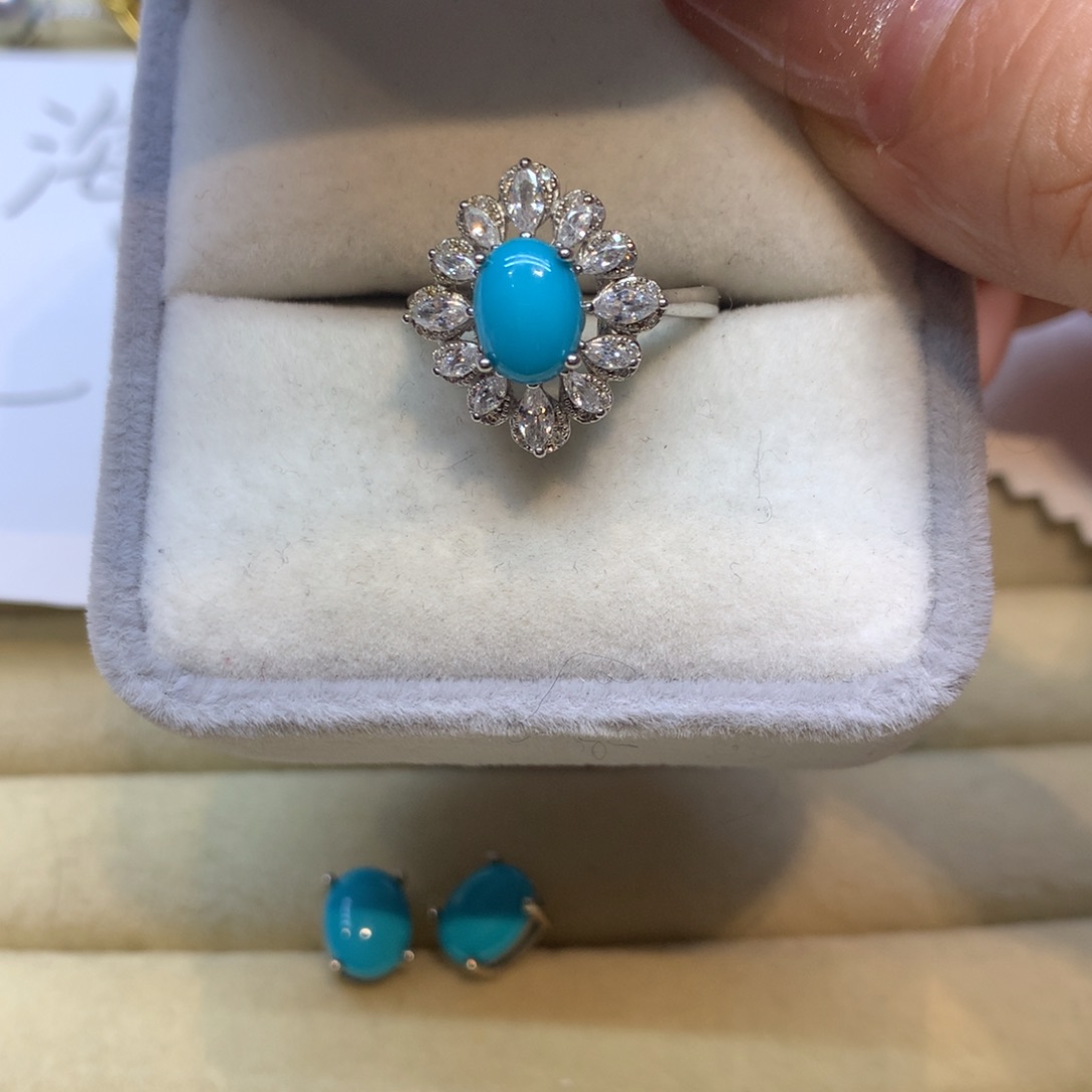 银S925镶嵌绿松石戒指