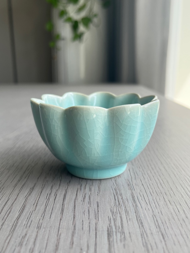 仿古釉汝瓷莲花杯主人杯茶杯开片可养支钉烧