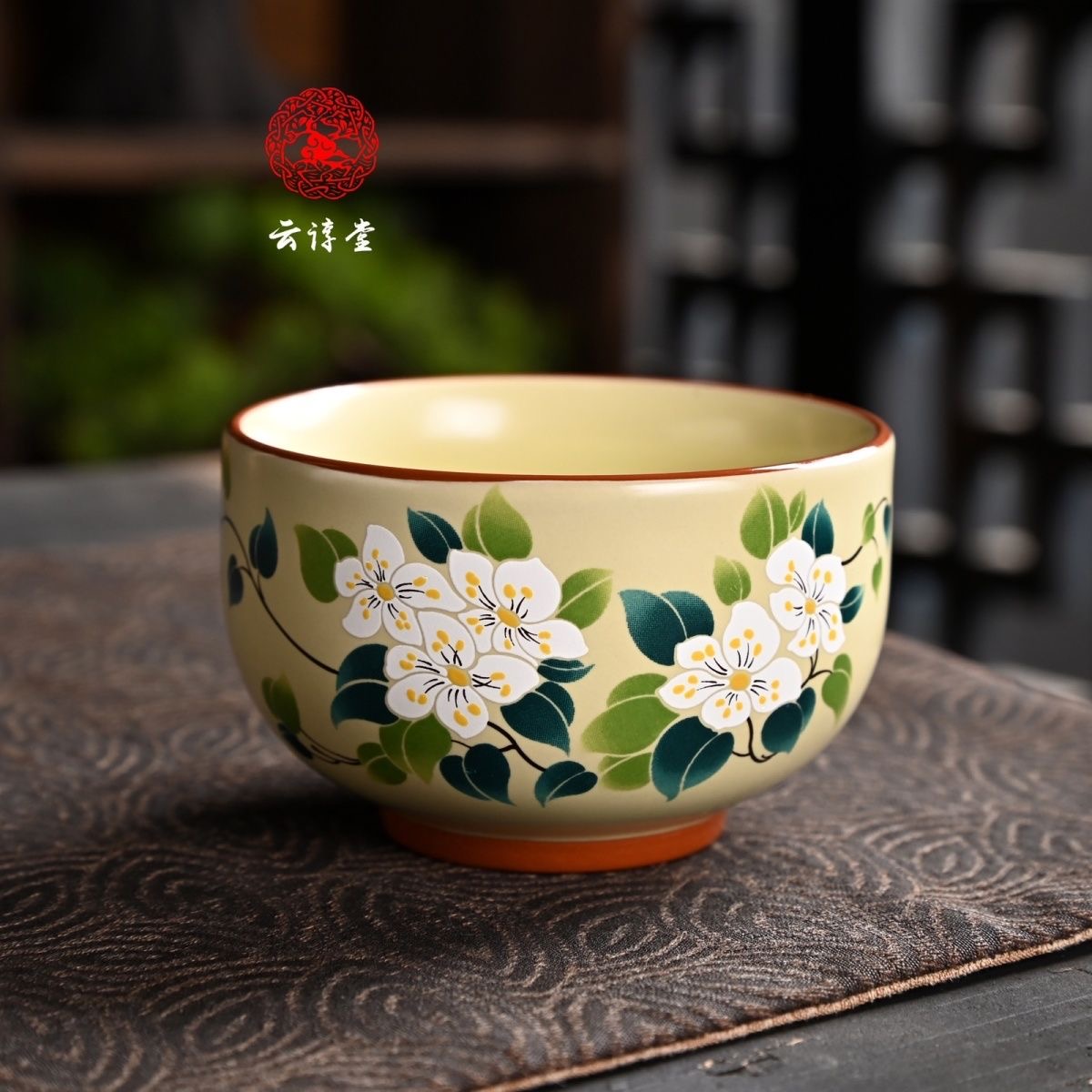 新式新款汝瓷山茶花陶瓷茶杯主人杯