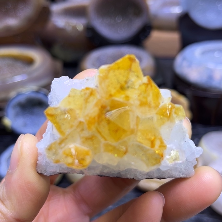 水晶珠宝半成品14K金镶嵌黄晶块