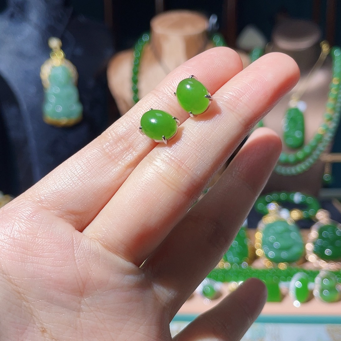 和田玉（碧玉）银S925镶嵌颈饰