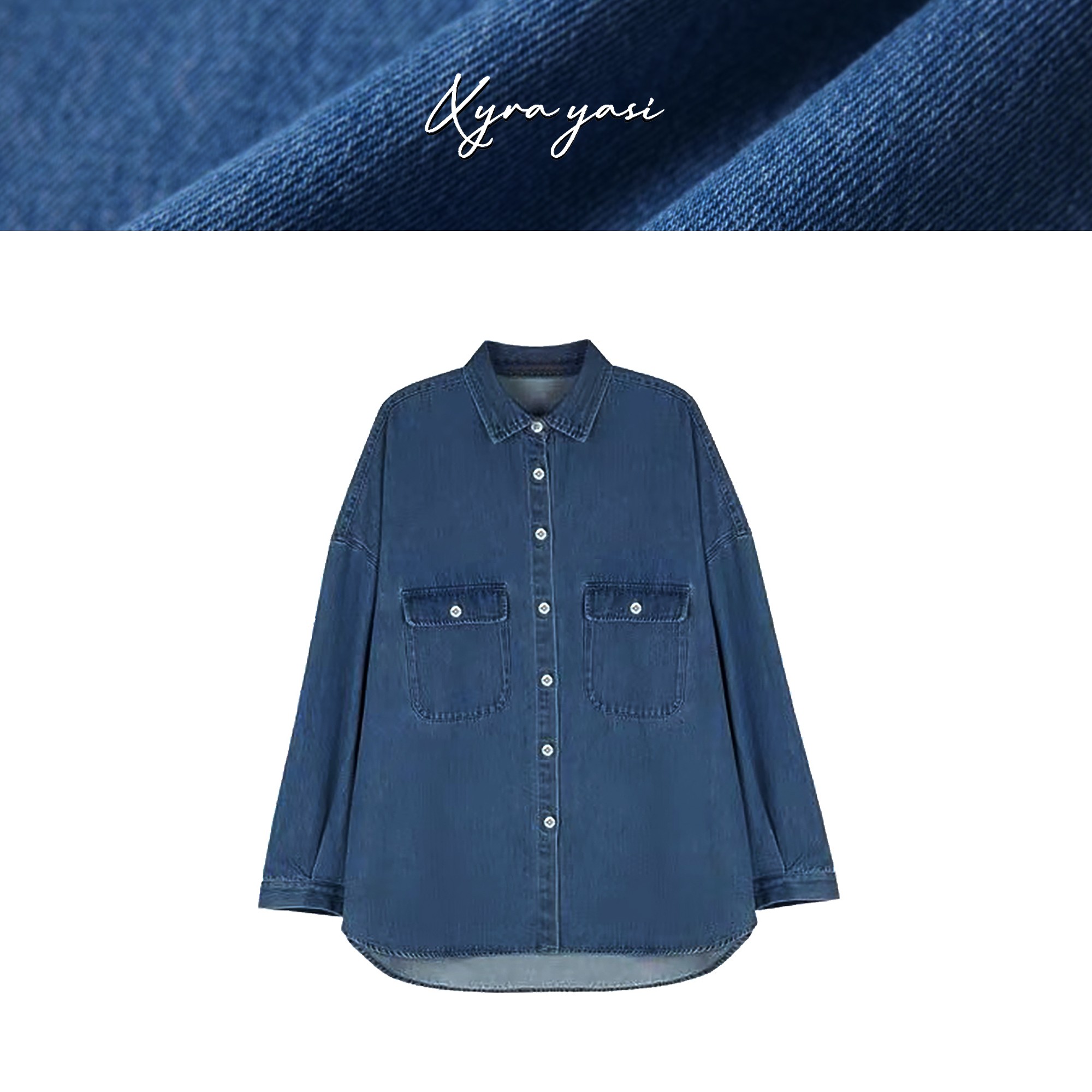 Xyra Yasi 进口长绒棉轻柔超薄廓形牛仔衬衫牛仔外套