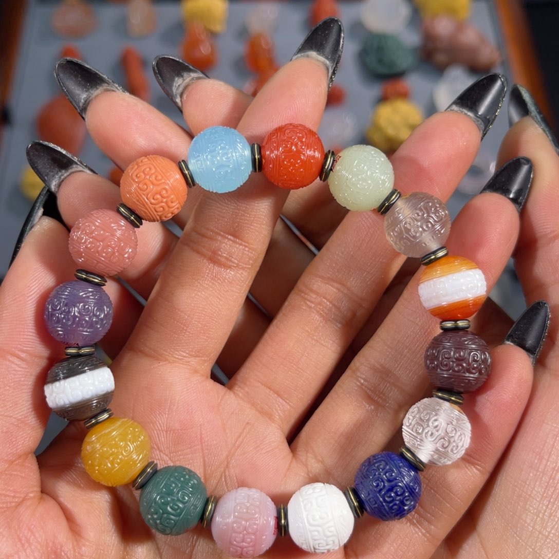 玛瑙/玉髓回纹多宝单圈12未镶嵌