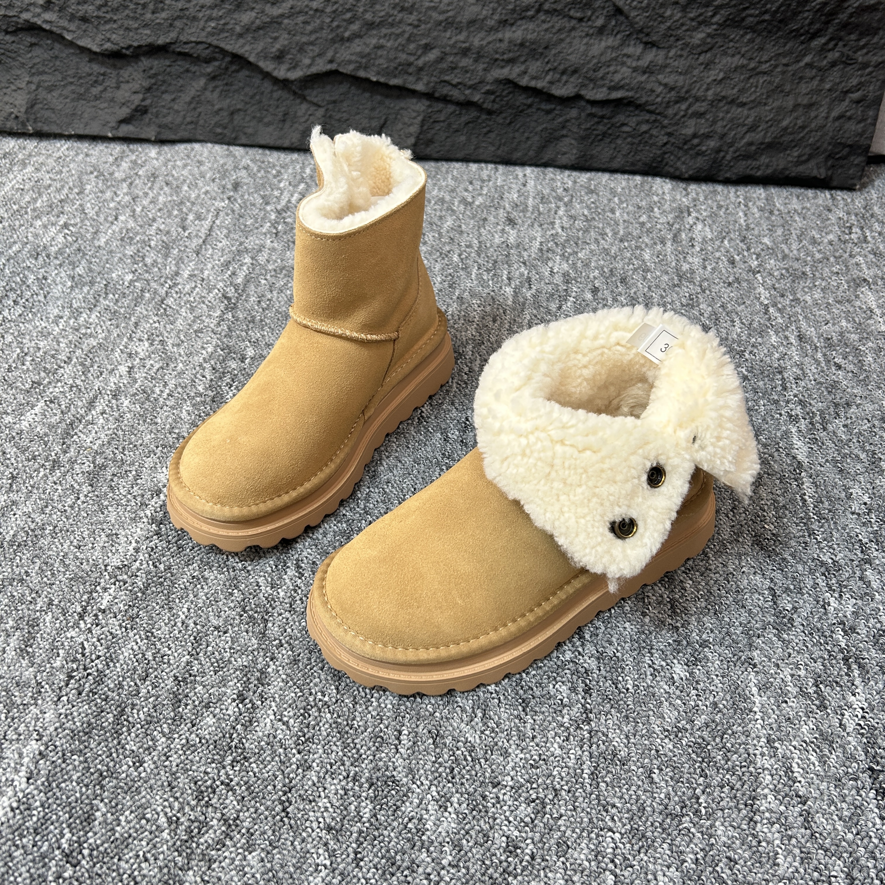 陈老板-牛皮-羊毛厚底时尚加绒保暖勃肯雪地靴冬百搭W009