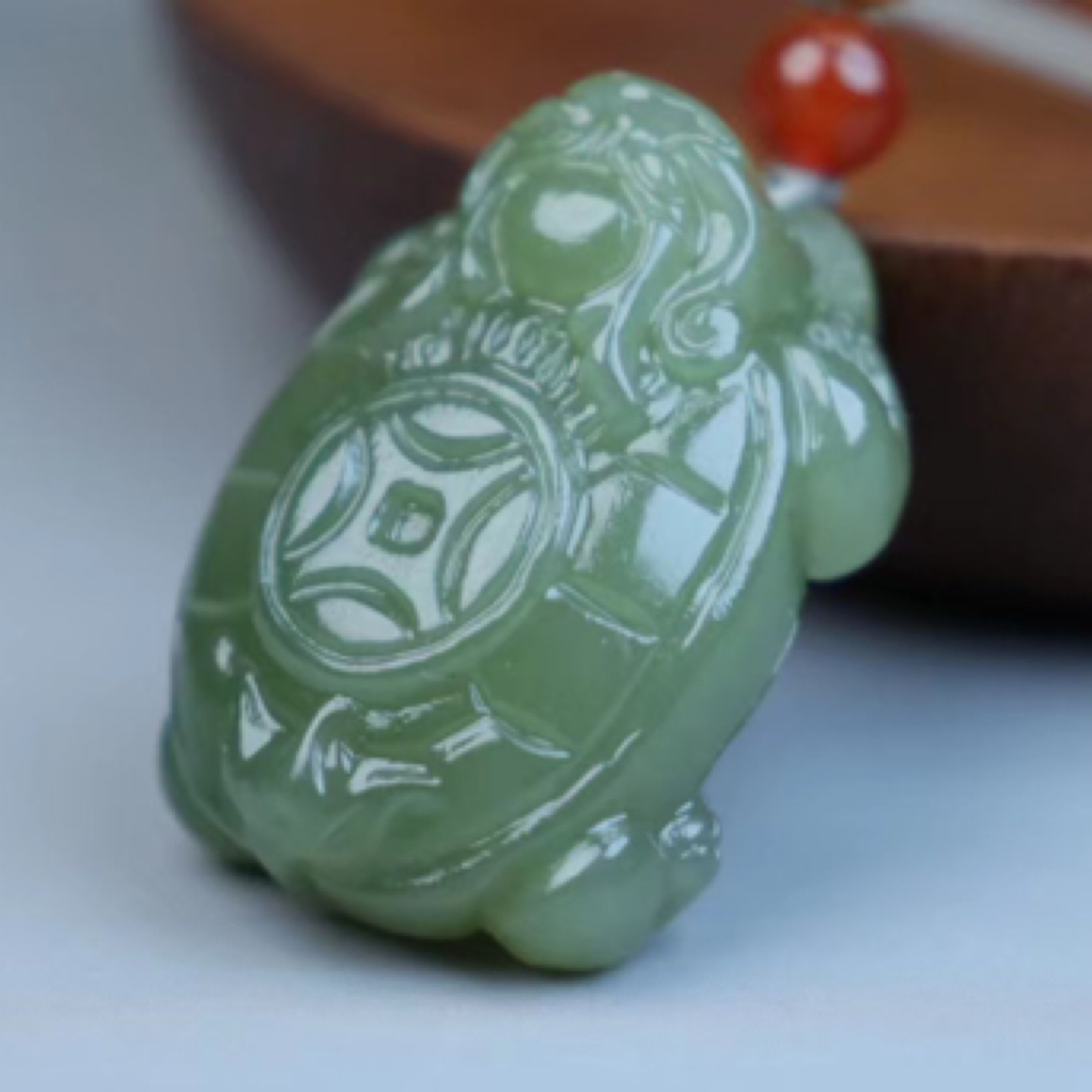 湖水绿金钱龙龟挂坠平步青云官运亨达龙龟吊坠挂件男女款龙龟玉坠