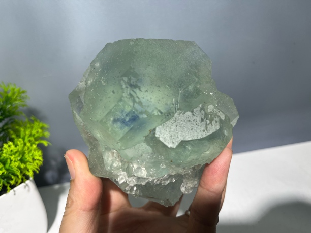 福建蓝芯萤石标本原石矿物晶体摆件标本