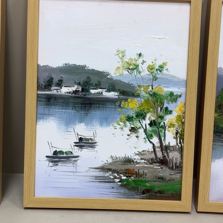 手工手绘精品油画带框32+42尺寸