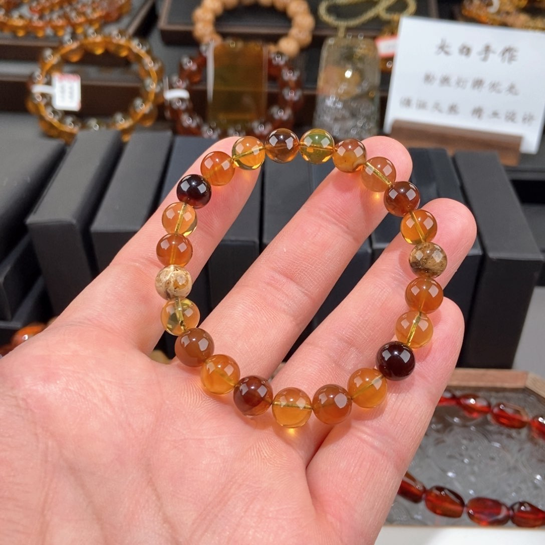 琥珀手链未镶嵌小*多宝8+