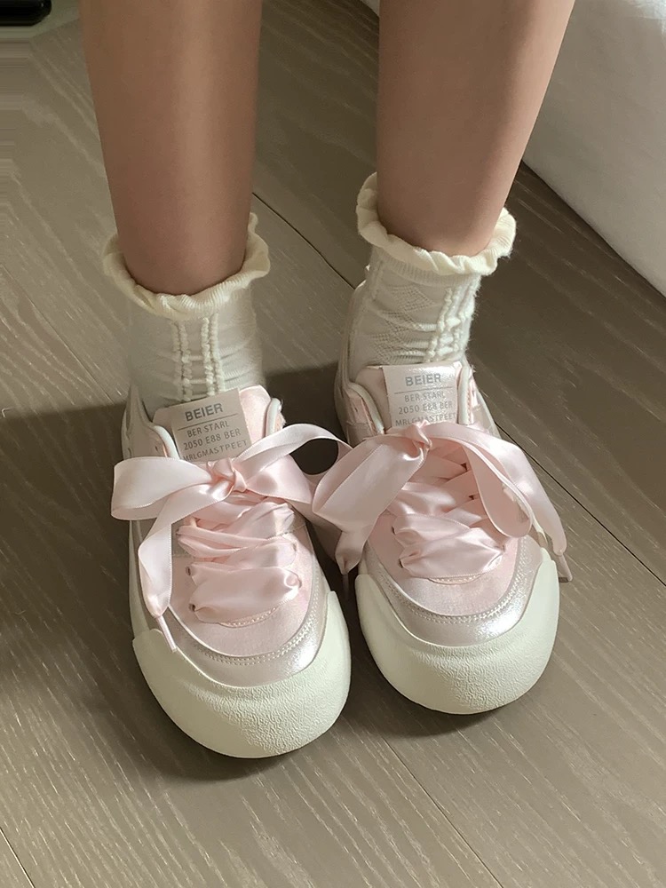 【新中式！ 丝带 休闲鞋  秋款 冲冲冲  】百搭小白鞋板鞋