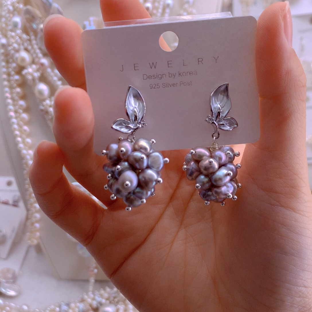 未镶嵌发夹淡水珍珠耳环