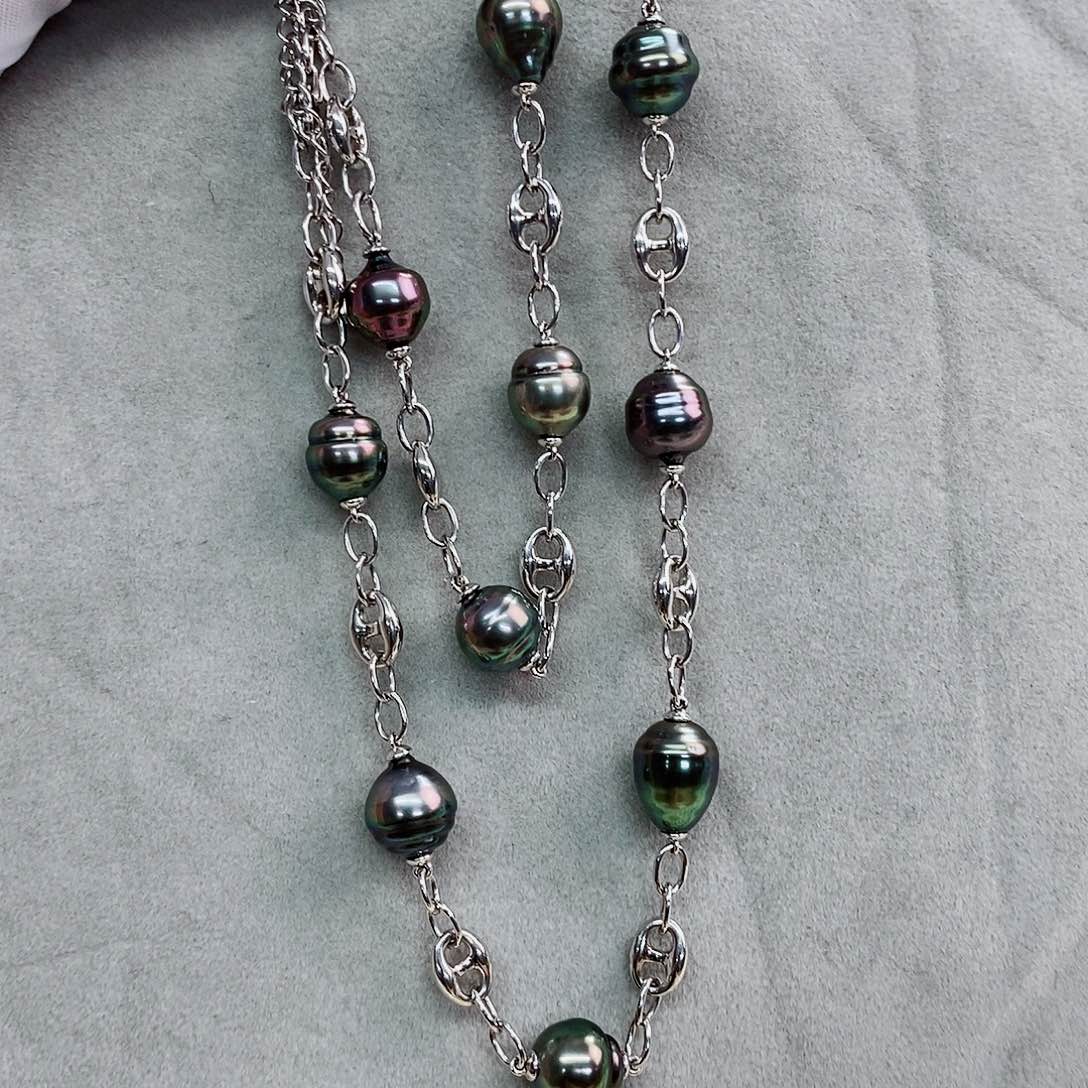 颈饰银S925镶嵌海水珍珠9-10