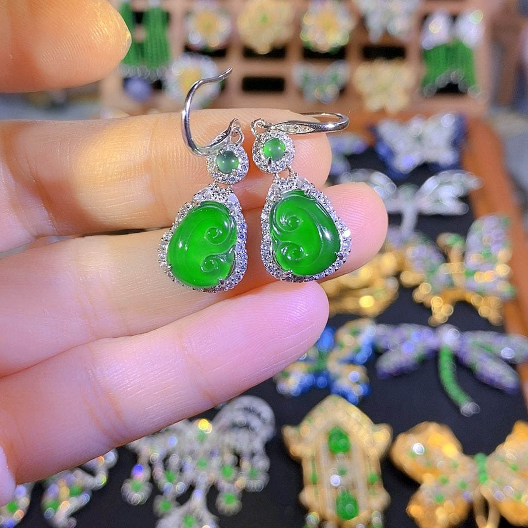 吊坠(不含链)银S925镶嵌翡翠