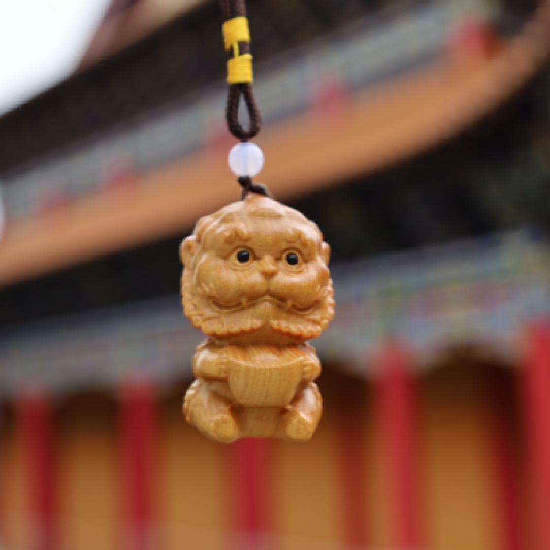 九华山崖柏木地藏老师坐骑元宝小狮子谛听挂件挂饰吊坠把件备注