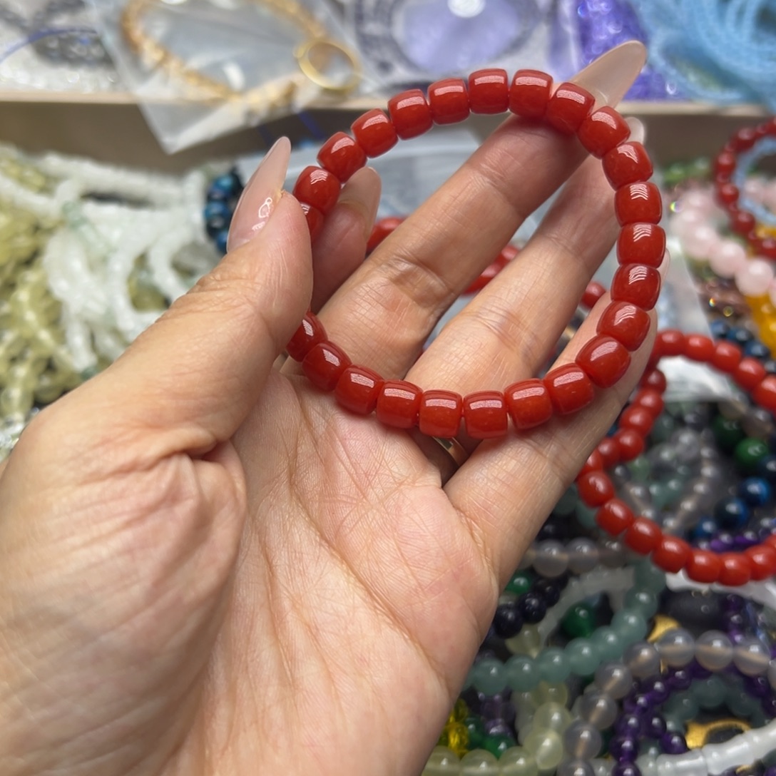 水晶手链未镶嵌直切南红