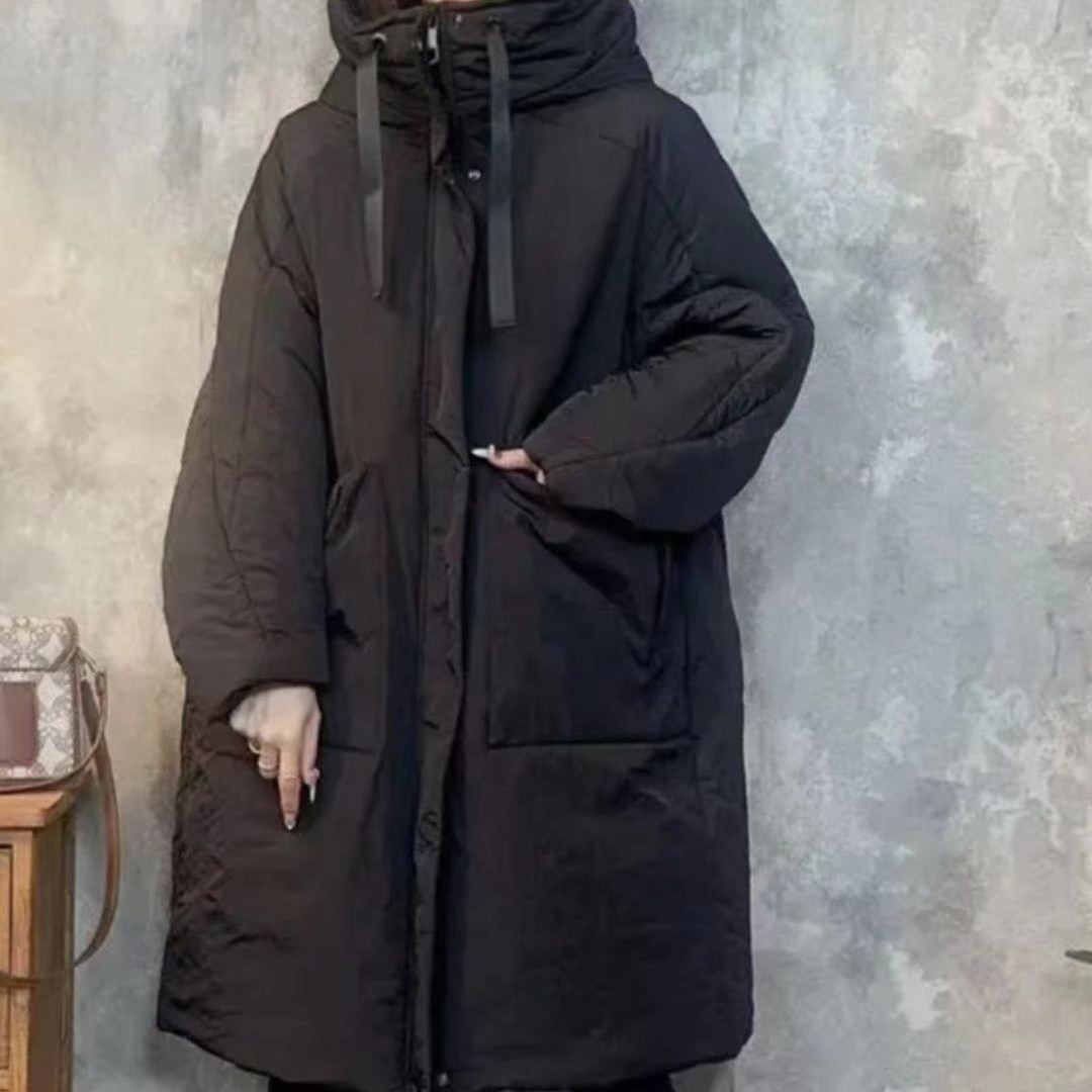 休闲时尚连帽宽松长款棉服