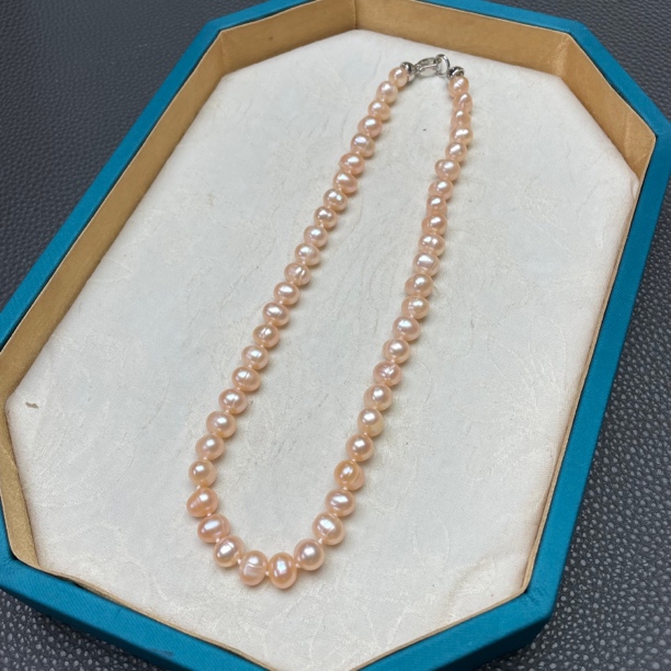 1181天然巴洛克香槟金珍珠项链