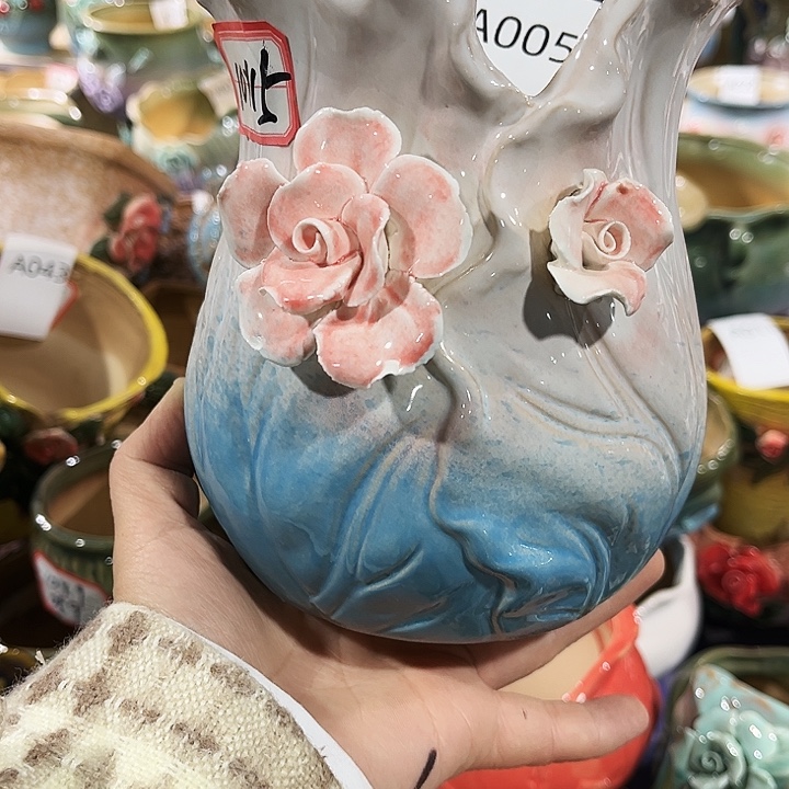 瓷片花盆多肉植物艺术品