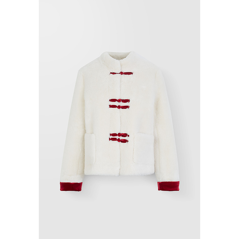 爱客秋冬慵懒风新中式短外套加绒加厚中国风短款上衣YA23448W502