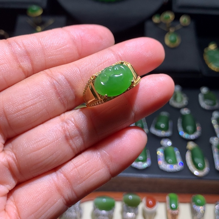 和田玉银S925镶嵌戒指