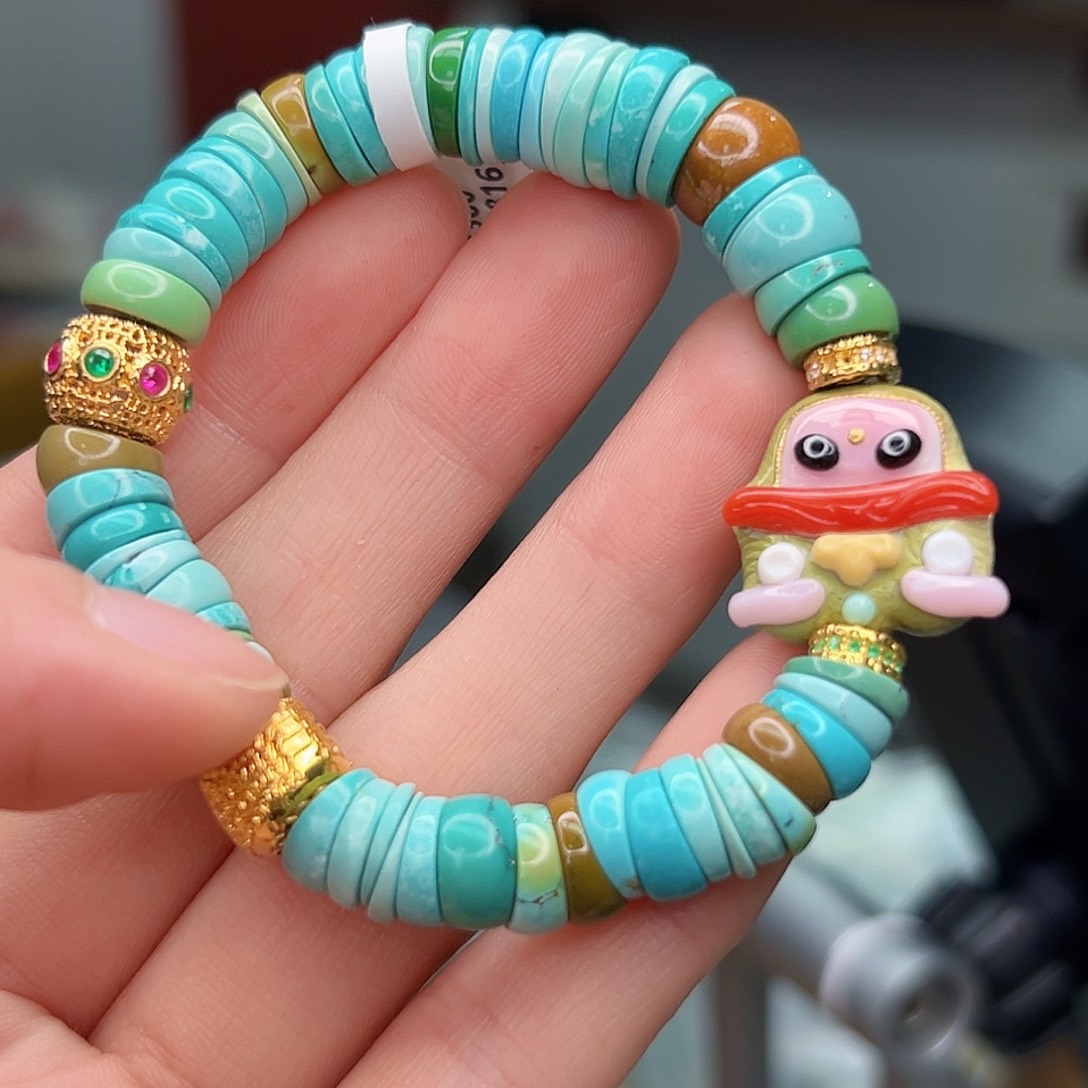 绿松石珠宝奇石18K金镶嵌