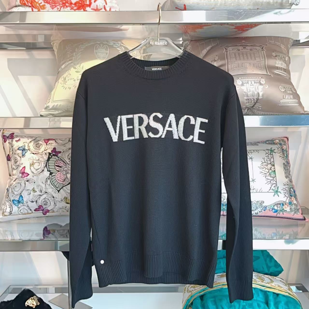 未使用 VERSACE/范思哲 男士字母印花针织毛衣