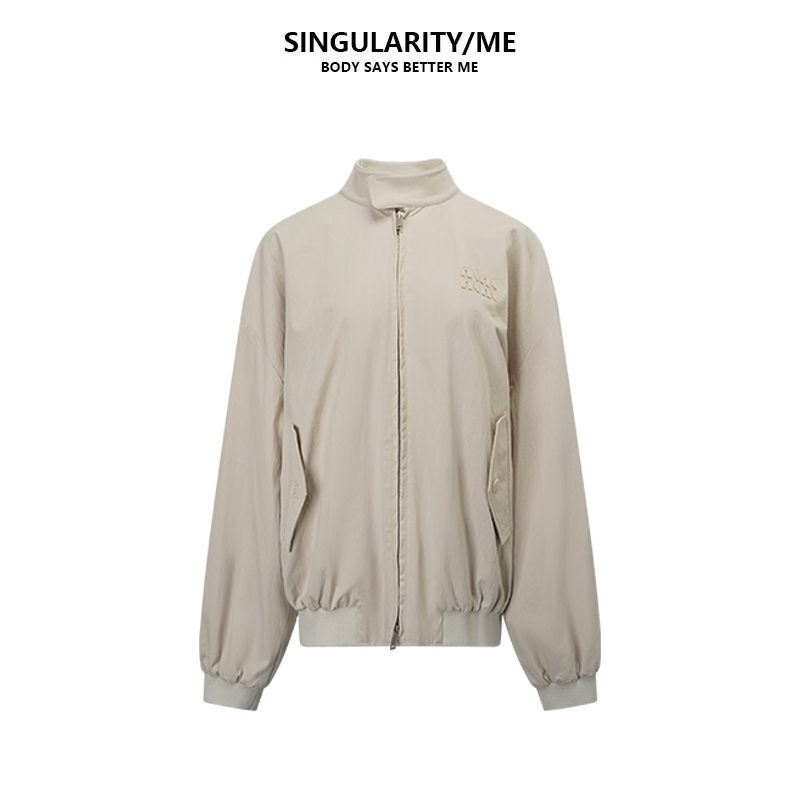 Singularity Me 8A 6121 早秋撞色格子内里立领宽松休闲夹克外套