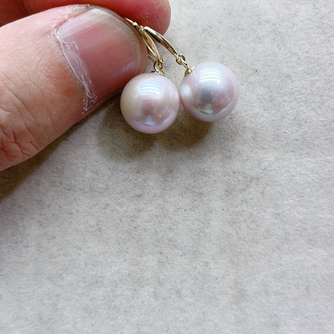 淡水珍珠耳饰18K金镶嵌