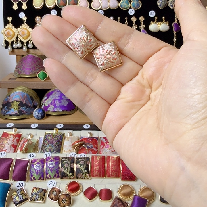 琉璃纯铜合金耳钉手链