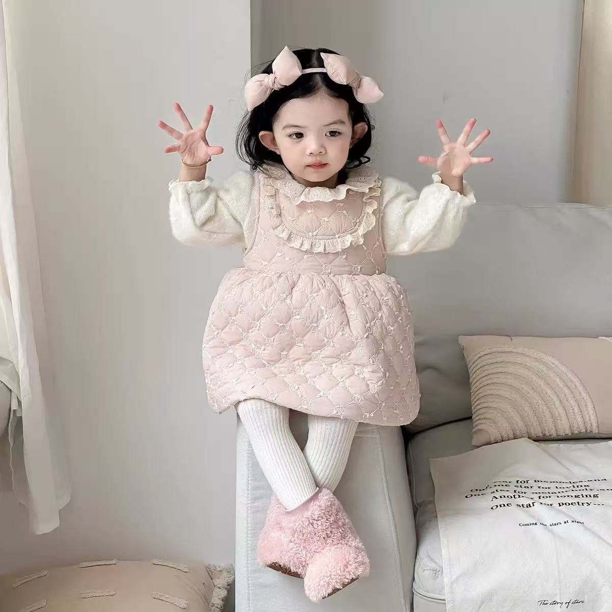 冬季婴幼儿两件套女女宝心形冬季保暖童装公主套装