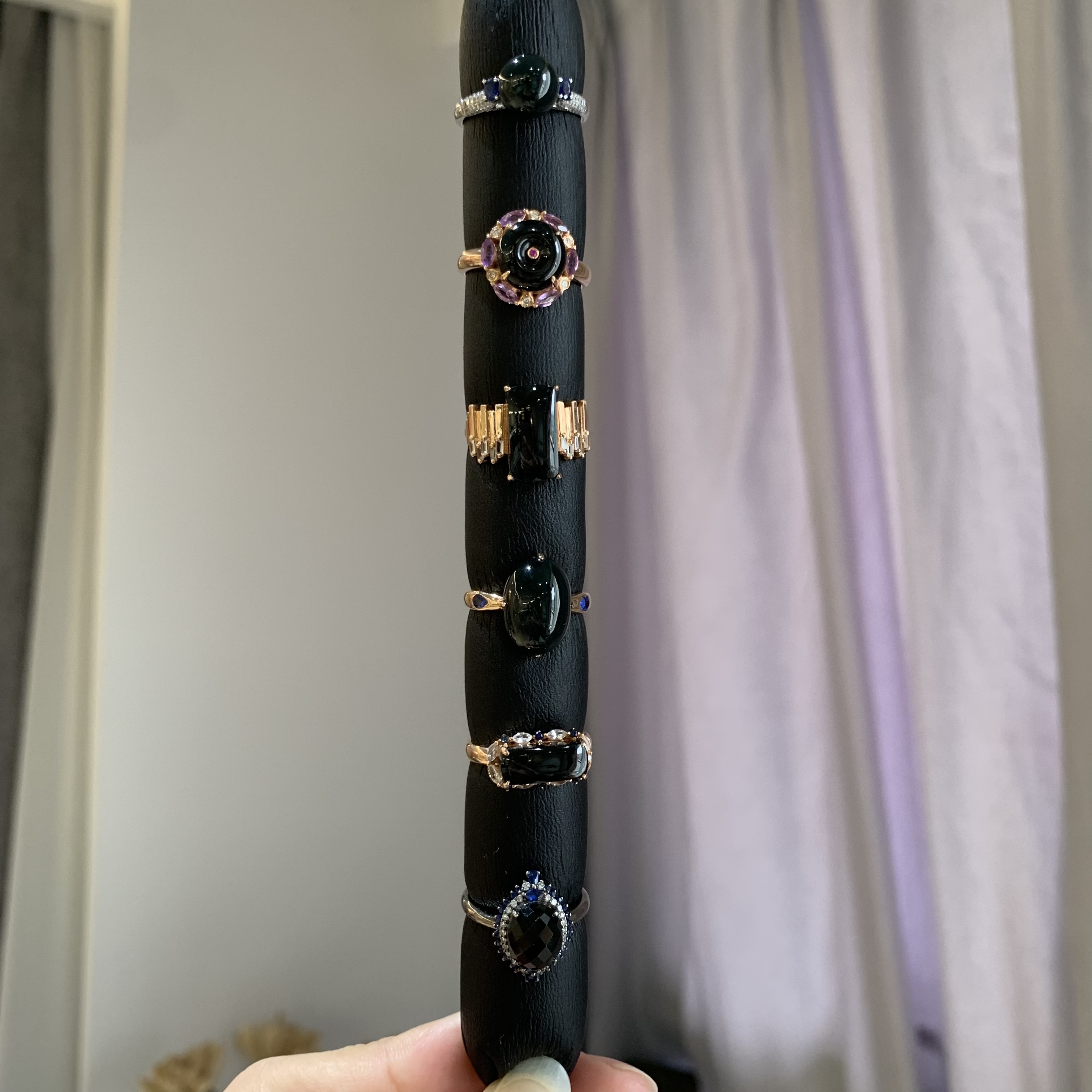 【一菲臻选】翡翠墨翠戒指-18K金-多样性发其一-GJ04|CMC1