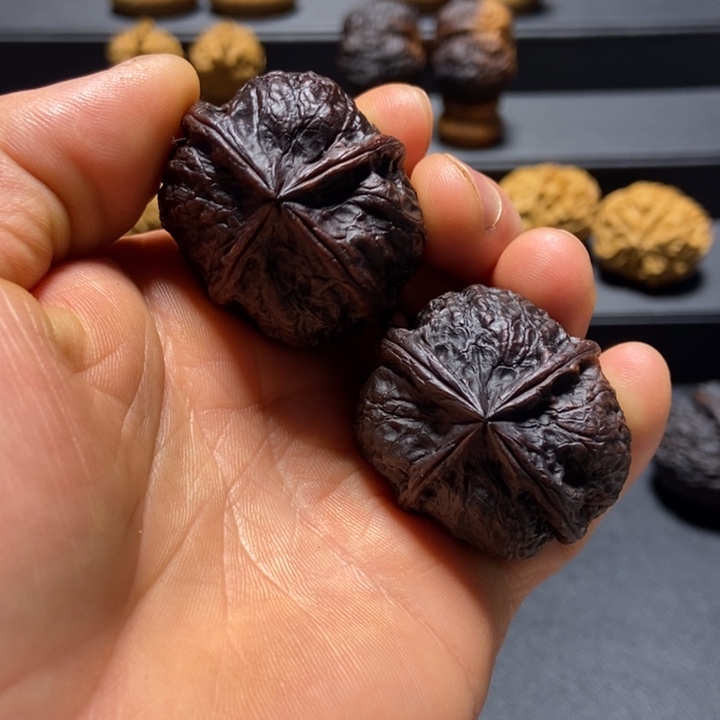 文玩核桃把件B金玉四棱40mm