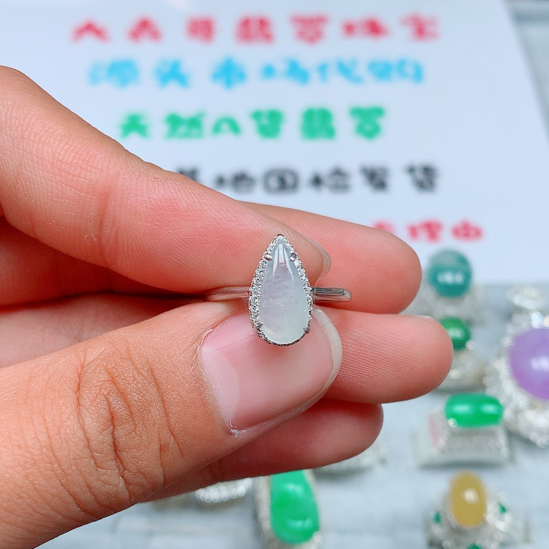 翡翠银S925镶嵌戒指185号