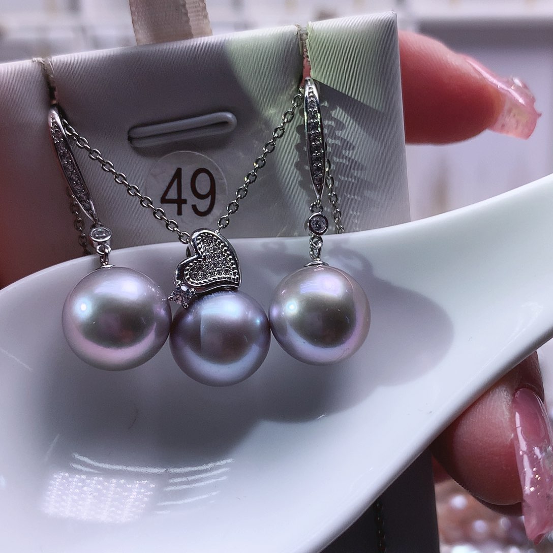 淡水珍珠吊坠(赠链)银S925镶嵌青*?