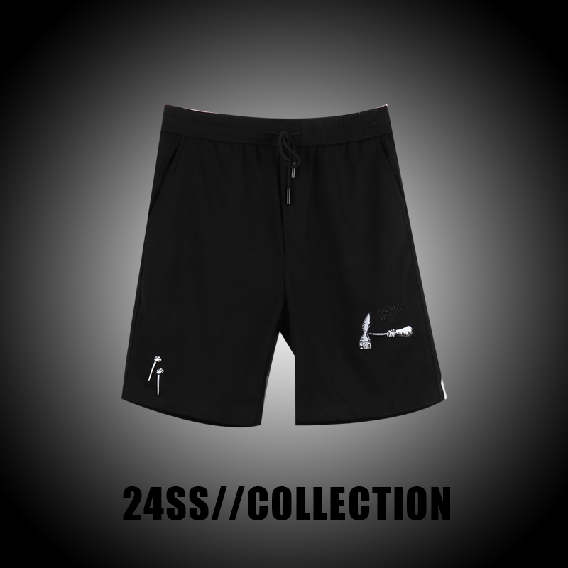 锤钉短裤男士时尚休闲黑色春夏宽松户外裤