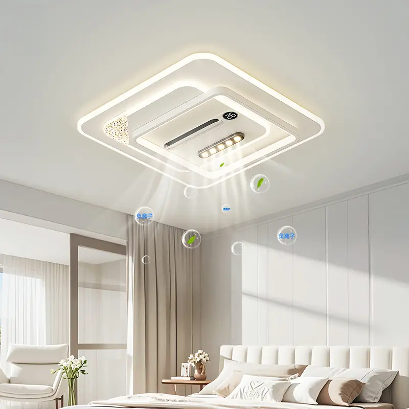 惠普风神客厅无叶风扇灯负离子杀菌数显护眼云感吊灯