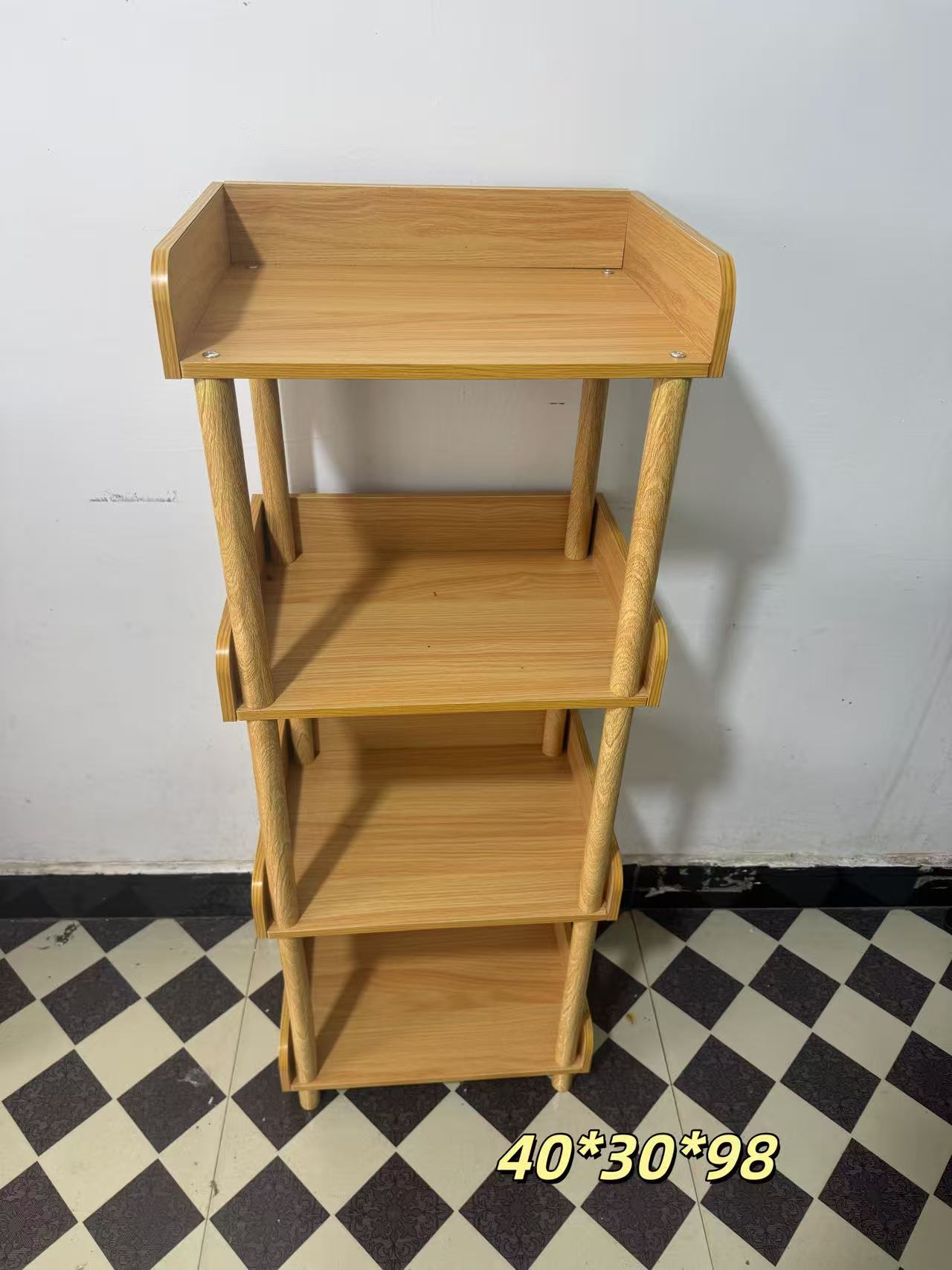 置物架多层收纳木色四层不带轮