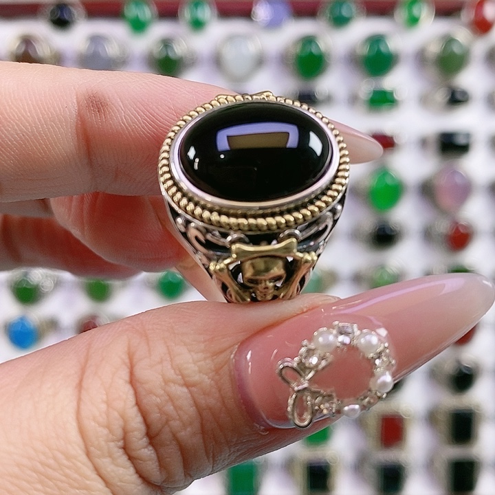 银S925镶嵌戒指玛瑙/玉髓