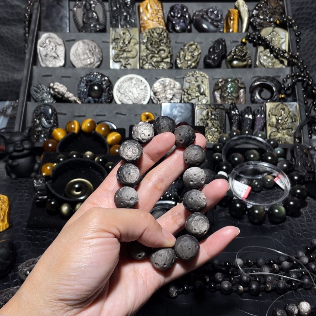 黑曜岩手链未镶嵌山*