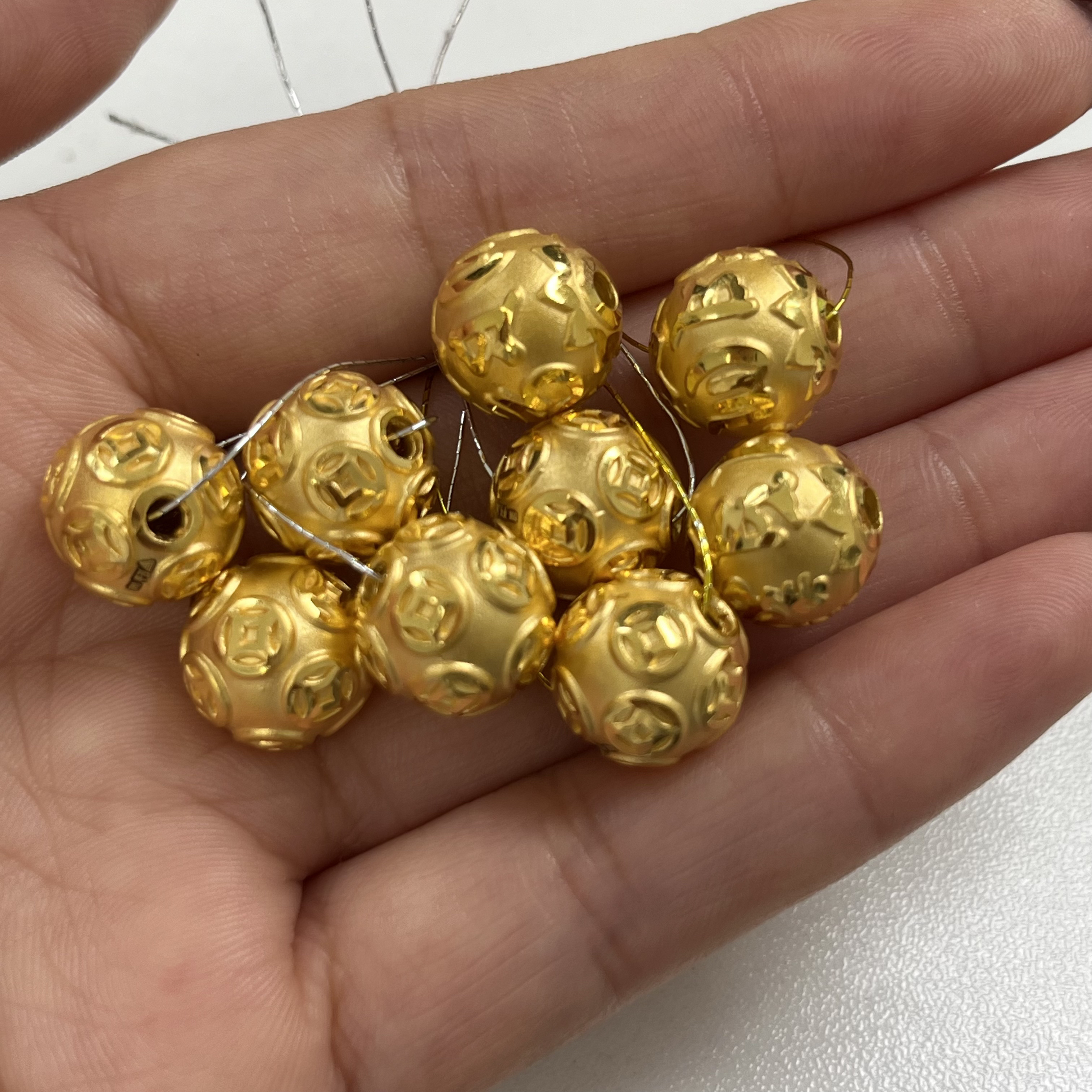 足金钱币转运珠手串