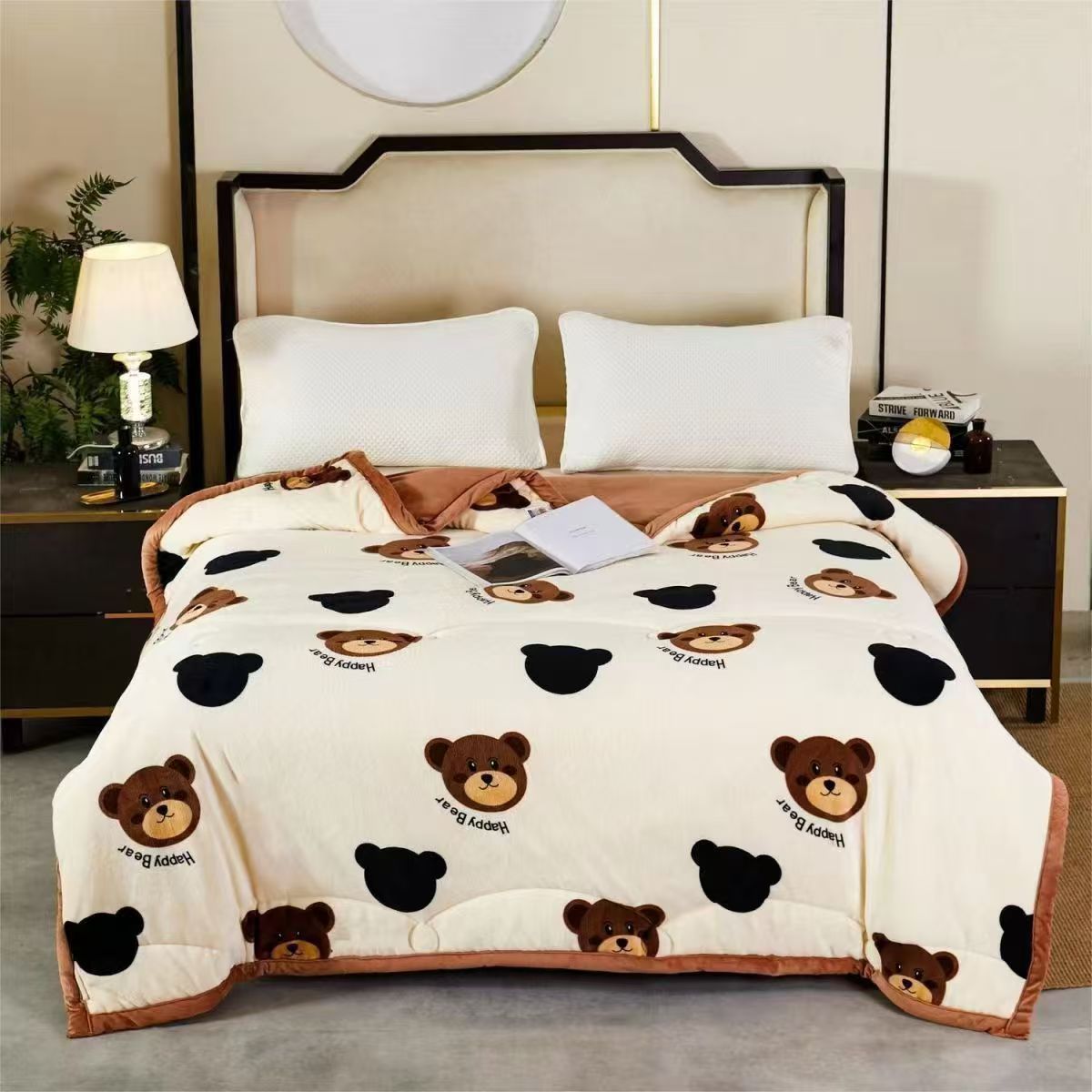 【试睡三十天】咖啡小熊牛奶绒春秋被双面绒中厚度母婴1.5*2米