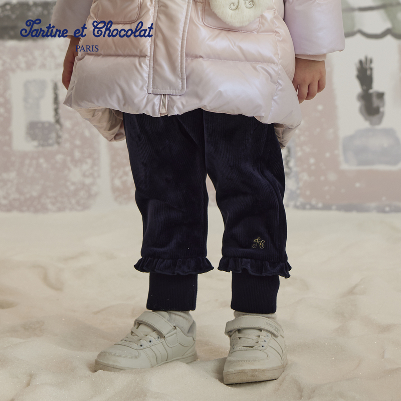 TC法国巧克力童装24秋冬新款女童罗纹马术长裤CITME4V42K