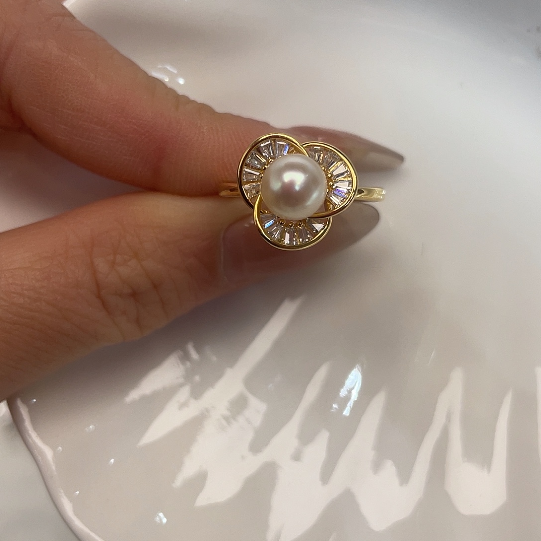 海水珍珠银S925镶嵌戒指