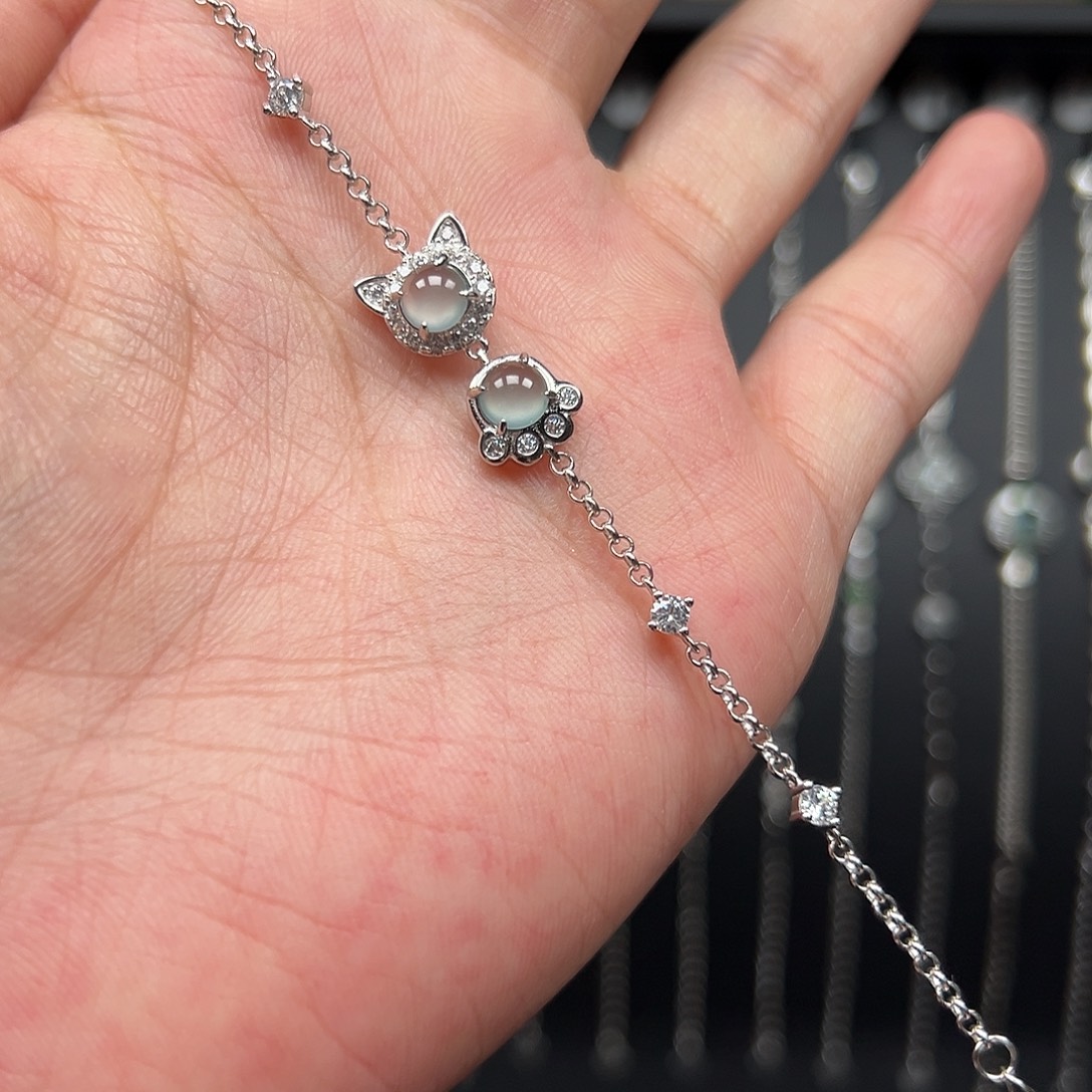 翡翠银S925镶嵌手链