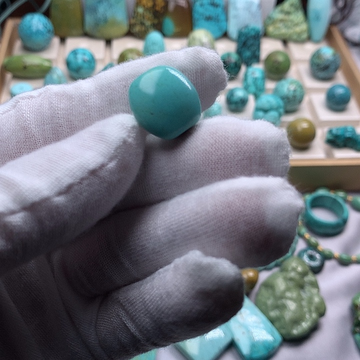 绿松石未镶嵌珠宝奇石直径16精品扁珠3.5克